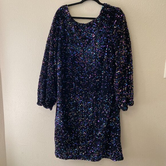 NWT Ashley Stewart Sequined Long Sleeve Dress Size 34/36 - Picture 3 of 8
